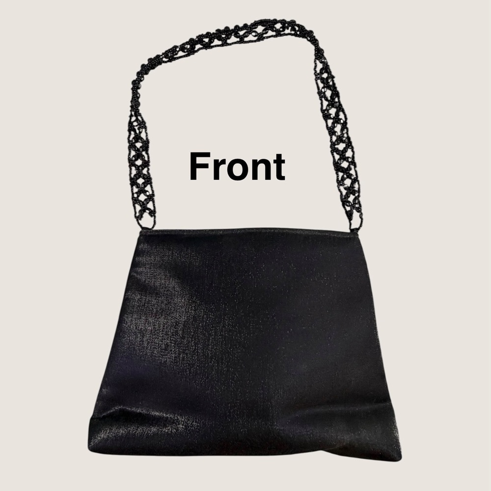 Le Regale Vintage Black Beaded Handle Evening Bag Purse Clutch Cocktail